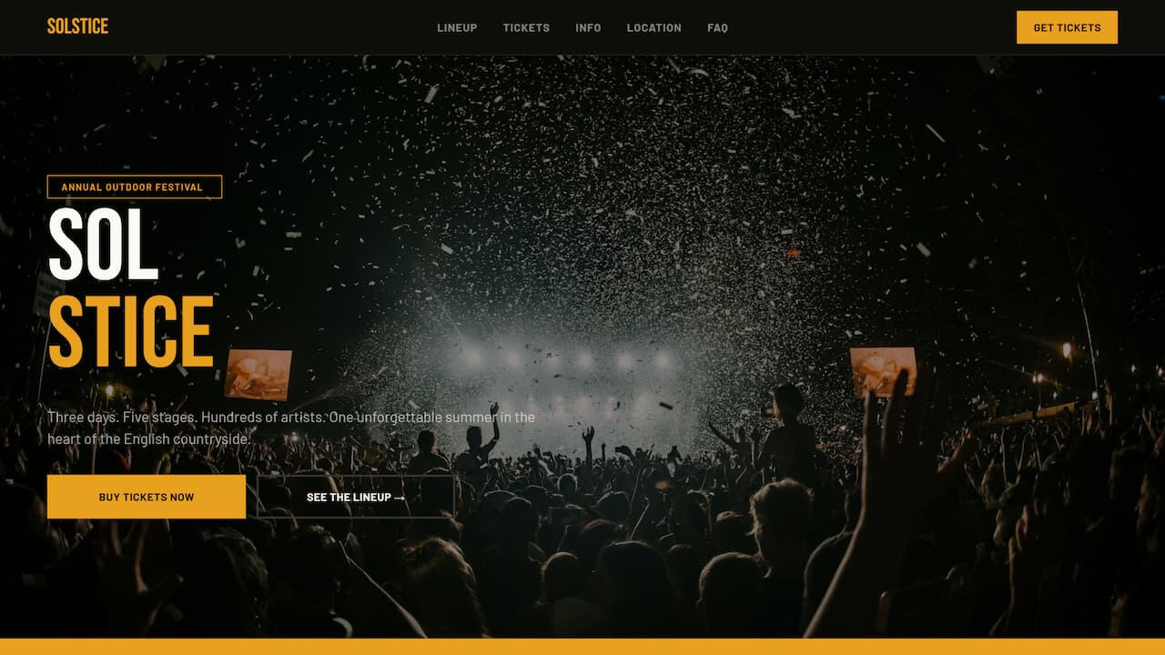 Music Landing Template